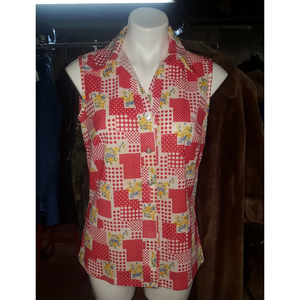 Vintage 60s/70s Land + Sea Sleeveless Top